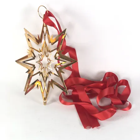 Juldekoration Georg Jensen, höjd ca 27cm, guldpläterad mässing, smärre slitage