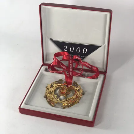 Juldekoration Georg Jensen, höjd 8cm, 2000, guldpläterad mässing, i box