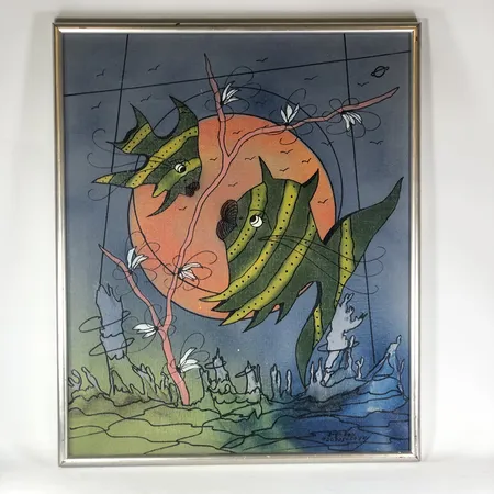 Tavla, Sven-Göran Svensson G:son (f. 1943), olja på duk, ram 63x52cm, i behov av omramning, smärre slitage/färgavfall på bildyta Skickas med postpaket.