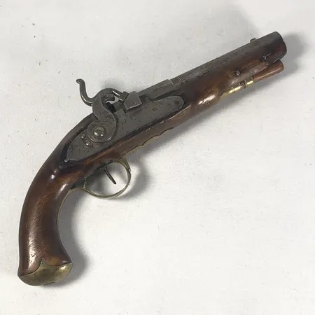 Slaglåspistol, 25cm lång, 1800-talets första hälft, senare ombyggd, slitage