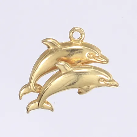 Hänge, delfiner, 18x16mm, 18K Vikt: 1 g