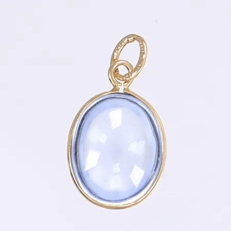 Hänge med blå sten, 20x10mm med ögla, 18K 1,3g brutto