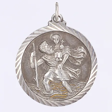 Hänge, Sankt Kristoffer, Ø26mm, något ojämn ögla, silver 925/1000 Vikt: 8 g