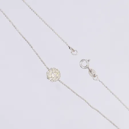 Halscollier med vita stenar, 43cm, bredd 1-8mm, silver 925/1000 Vikt: 2,1 g