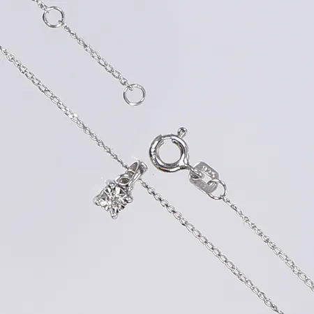 Halskedja med hänge med vit sten, 42/43,5/45cm, bredd 1-9mm, silver 925/1000 Vikt: 1,1 g