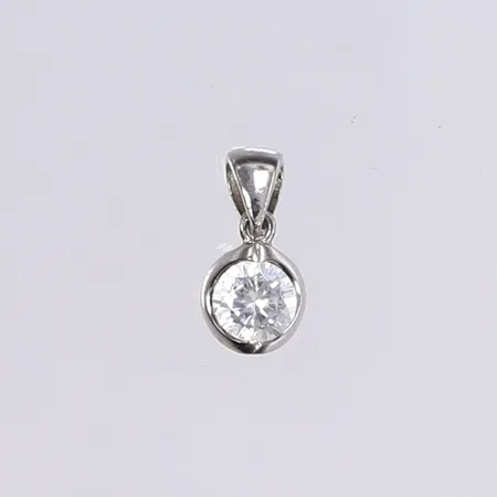 Hänge med vit sten, 16x7mm, silver 925/1000 Vikt: 1,4 g