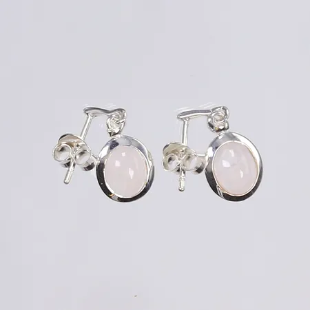 Ett par örhängen med rosa stenar troligen rosenkvarts, 20x8mm, silver 925/1000 Vikt: 2,3 g