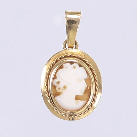 Hänge med camé, 20x11mm, 18K Bruttovikt: 0,9g Vikt: 0,9 g