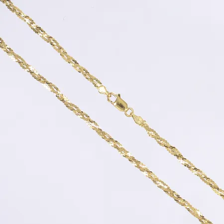Halskedja, flätad, 50cm, bredd 3mm, 18K Vikt: 8,7 g