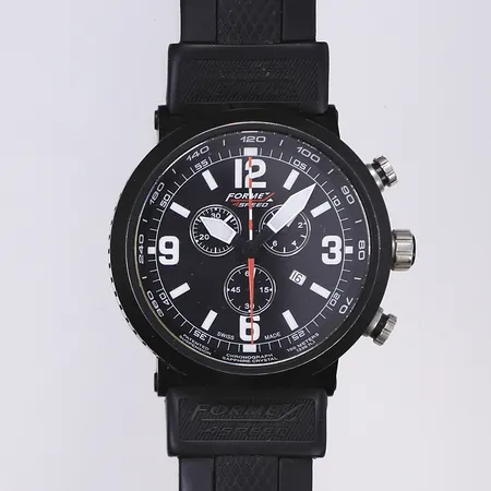 Herrur Formex 4 Speed, Ø46mm, quartz, kronograf, datum, stål, ref 0271, snr 7251.3024, fungerande vid katalogiseringstillfället, gummiband, box, cert, manual