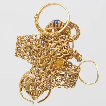 Diverse guld, slitet, trasigt, stenar, 18K Vikt: 21,5 g
