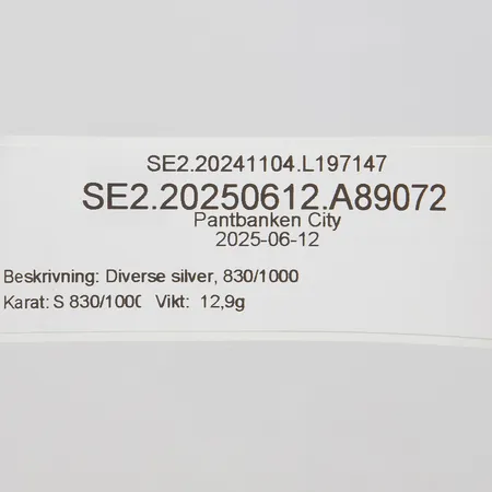 Diverse silver, 830/1000 Vikt: 12,9 g