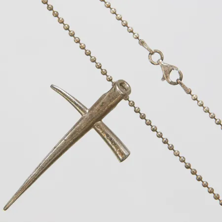 Silverkedja med hänge, kors, kullänk, längd: 43,5cm, 925/1000 Vikt: 10,8 g