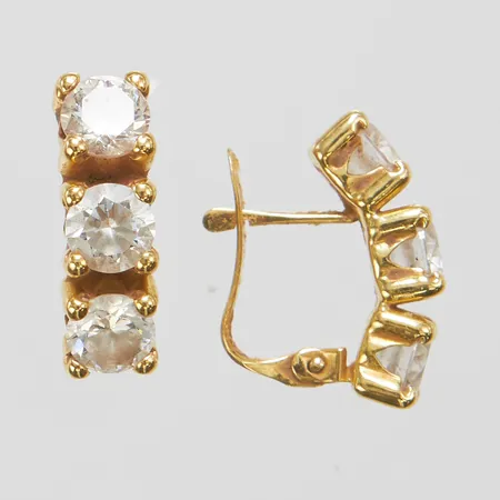 Örhängen, vita stenar, 17,2x5,3mm, 18K Vikt: 2,8 g