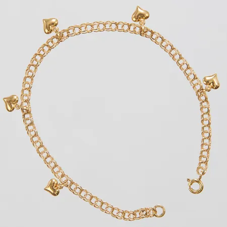 Armband, Bismarck med integrerade berlocker, hjärtan, längd: 18,5cm, bredd: 3,3mm, GHA, 18K Vikt: 4,2 g