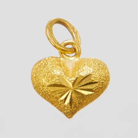 Hänge, hjärta, 13,5x10mm, ihålig, Thaiguld, 23K,  Vikt: 1 g