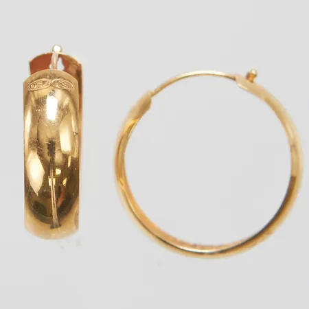 Örhängen, creoler, Ø17,5mm, bredd: 4,8mm, svenska stämplar, 18K Vikt: 1,1 g