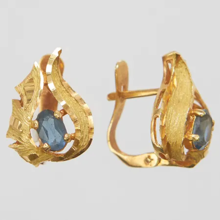 Örhängen, 16,5x12,2mm, blåa stenar, 18K Vikt: 4,2 g