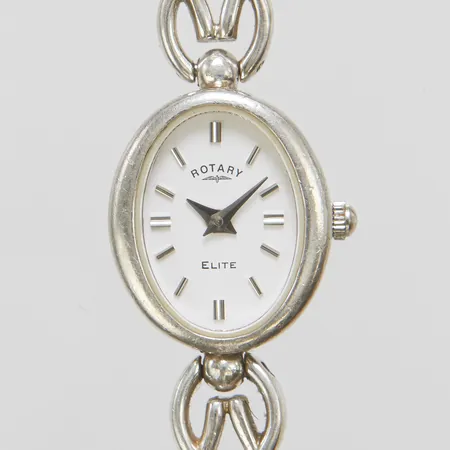 Damur, Rotary, silver, kvarts, går ej, serienummer PL0-002421, längd inklusive ur: 19cm, 925/1000, bruttovikt 31,0g.