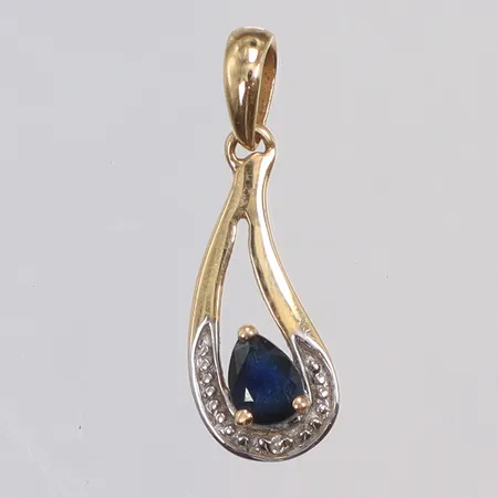 Hänge med blå sten, 18x6mm, 18K Vikt: 0,4 g
