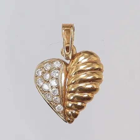 Hänge hjärta med vita stenar 12x18mm, 18K Vikt: 1,2 g
