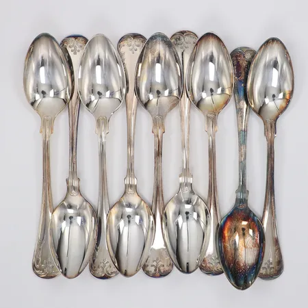 9st Matskedar modell Gammal Fransk längd 17,5cm silver 830/1000 Vikt: 399,3 g