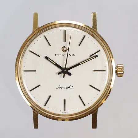 Herrur Certina New Art 18K Ø33,5mm boett nr 441.3810.68, manuell uppdragning, monocoque-boett, gravyr "Nit och Redlighet", bruttovikt 25,8g 
