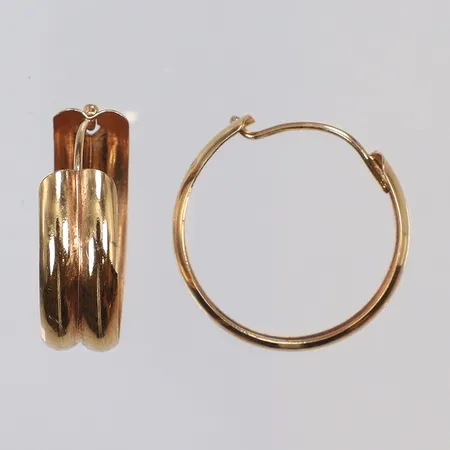 Ett par Örhängen, creoler Ø14mm bredd 5mm, 18K Vikt: 0,9 g