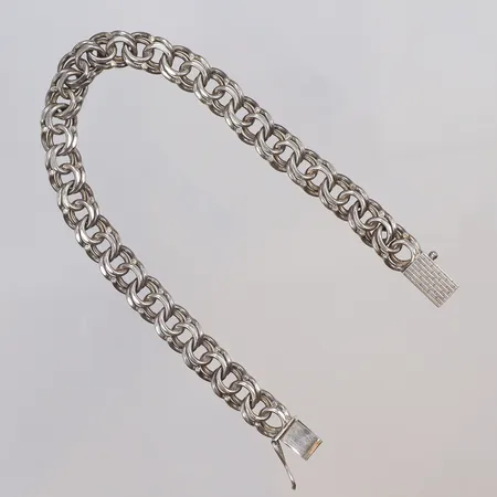 Armband Bismarck 19cm bredd 7mm ostämplat silver  Vikt: 15,1 g