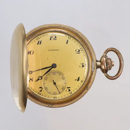 Fickur Longines / C.A Paterson Göteborg, Ø51mm, snr 5386444, cal 18.68Z, savonett, doublé, ca 1930-tal, plånerade visare, glapp i locket, visst slitage, manuell uppdragning  