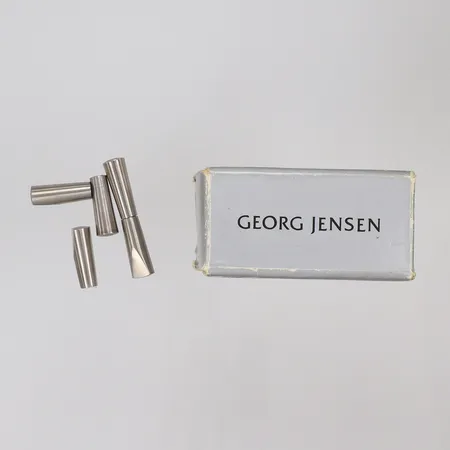 5st Kylskåpsmagneter Georg Jensen i kartong, rotfritt stål, längd 20mm