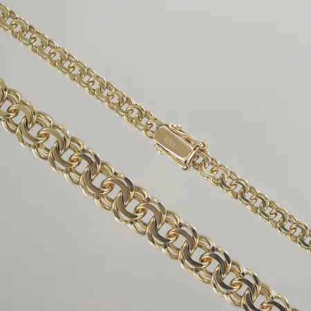 Halskedja bismark, längd 43 cm, bredd 4-7 mm, 14K  Vikt: 17,5 g