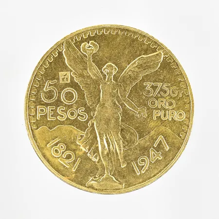 Mynt, Estados unidos Mexicanos, Ø36 mm, 50 Pesos 1821-1947, 21,6K.  Vikt: 41,6 g