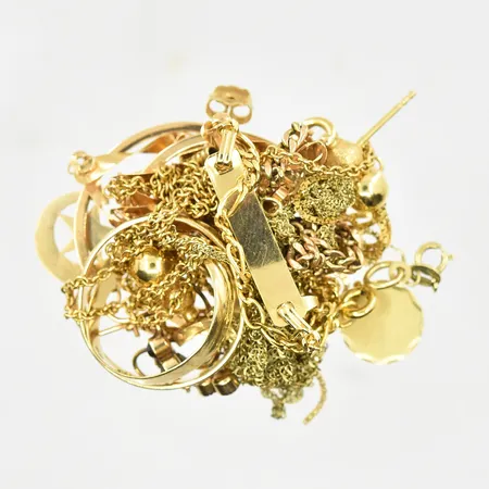 Diverse defekt guld med stenar, 14K. Vikt: 27,1 g