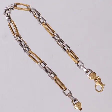 Armband, längd 20cm, bredd 2-5mm, tvåfärgat, ihåligt, bucklor, 18K  Vikt: 6,8 g