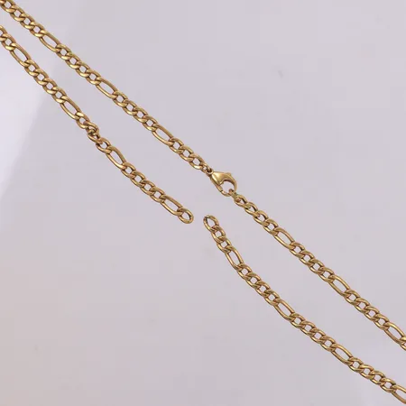 Kedja Figaro, längd 61cm, bredd 4mm, ihålig, trasig, 18K  Vikt: 14,3 g