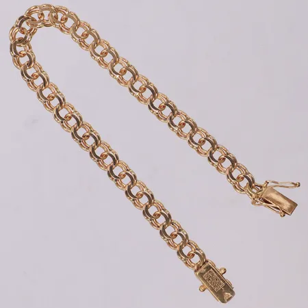 Armband Bismarck, längd 19cm, bredd 6,5mm, NSE Guldvaru Aktiebolag, år 1979, 18K  Vikt: 15 g