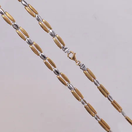 Collier, längd 43,5cm, bredd ca 4-6mm, tvåfärgat, ihåligt, GHA, 18K Vikt: 17,8 g