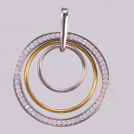Hänge med vita stenar, längd 29,5mm, bredd 23,7mm, delvis förgylld, silver  Vikt: 2,8 g