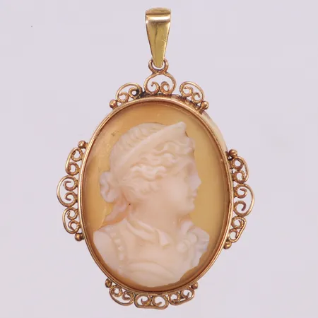 Hänge med camé, längd 37mm, bredd 23,8mm, Stockholm, 18K  Vikt: 5,5 g
