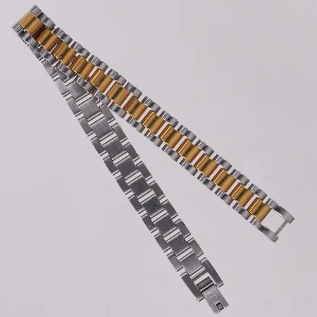 Armband, längd 21cm, bredd 10mm, stål, delvis förgyllt