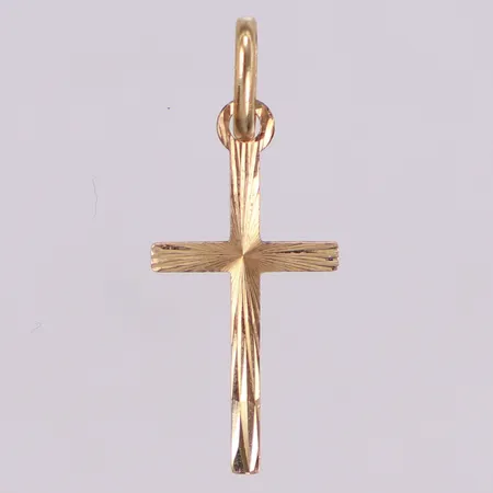Hänge kors med mönster, längd 25mm, bredd 9,8mm, 14K  Vikt: 0,5 g
