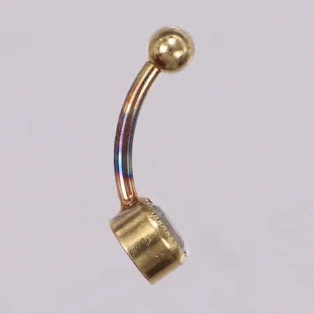 Piercingsmycke med vit sten, 14K Vikt: 1,3 g