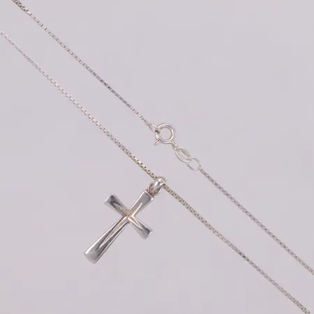 Kedja, Venezia, längd 50cm, Hänge, kors, längd 31mm, GHA, 925/1000 silver Vikt: 6,1 g