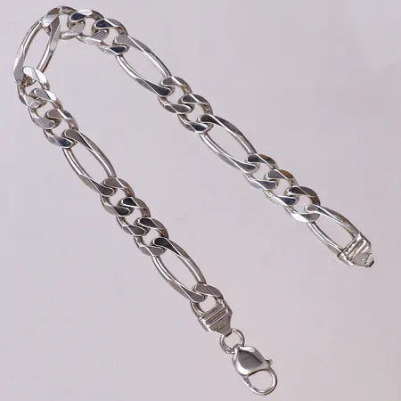 Armband Figaro, längd 23cm, bredd 9mm, Gulddesign AB, nyskick,  925/1000 silver Vikt: 27,4 g