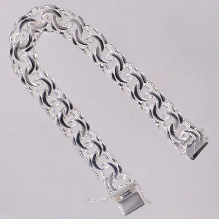 Armband Bismarck, längd 20cm, bredd 13mm, Elmblads, nyskick, 925/1000 silver  Vikt: 49,4 g