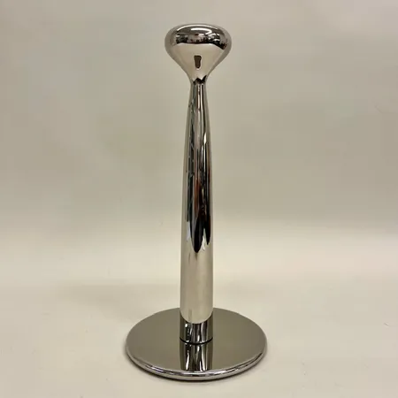 Pappershållare, höjd 32cm, modell Alfredo, design Georg Jensen, repor, bucklor, rostfritt blankt stål, gummibotten, inga tillbehör Skickas med paket.