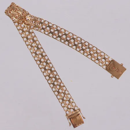 Armband X-länk, längd 19cm, bredd 9mm, 18K  Vikt: 15 g