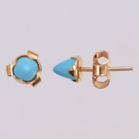 Ett par örhängen med turkosa stenar, Ø4,7mm, 18K Vikt: 0,8 g