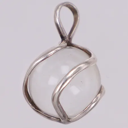 Hänge med vit sten, längd 25,4mm, bredd 15mm, silver 925/1000 Vikt: 5,9 g